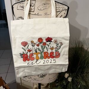 “ RETIRED”Floral Canvas Tote Bag - Cream